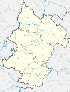 Mapa konturowa powiatu włoszczowskiego, w centrum znajduje się punkt z opisem „Wola Wiśniowa”