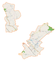 Mapa konturowa gminy wiejskiej Jarosław, u góry po lewej znajduje się punkt z opisem „Wola Buchowska”