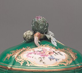 Rococo cartouche on a tureen, by the Sèvres porcelain factory, 1757–1758, soft-paste porcelain, Metropolitan Museum of Art