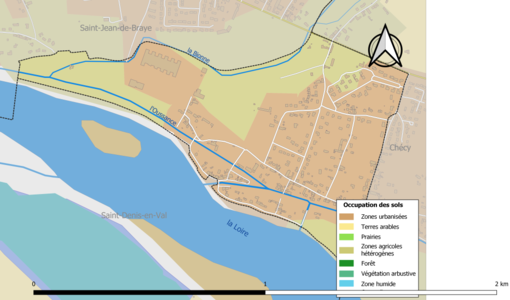 Carte des infrastructures et de l'occupation des sols de la commune en 2018 (CLC).