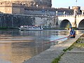 Fishing in Rome's city center, opposite Castel San'Angelo (visible in the back).