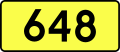 Sign of DW 648 with oficial font Drogowskaz and adequate dimensions.