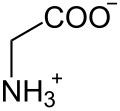 Deutsch: Struktur von Glycin unter physiologischen Bedingungen English: Structure of glycine under physiological conditions