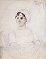 Jane Austen circa 1810 (Portret in potlood en waterverf: Cassandra Austen) overleden op 18 juli 1817