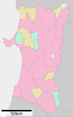 十文字町宝竜の位置（秋田県内）