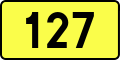 English: Sign of DW 127 with oficial font Drogowskaz and adequate dimensions.