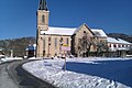 Église de Boussy sous la neige.