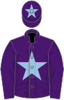 Purple,light blue star, star on cap