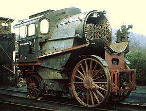 The cab and firebox of a steam locomotive undergoing an overhaul at Eisenbahnmusum Bochum-Dahlhausen in 1974