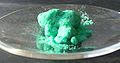 Green hydrated (with water) copper (II) chloride