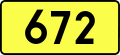 Sign of DW 672 with oficial font Drogowskaz and adequate dimensions.