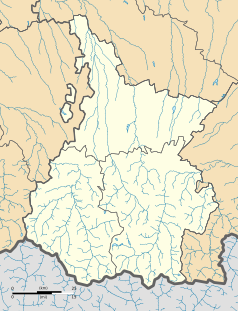 Mapa konturowa Pirenejów Wysokich, na dole nieco na prawo znajduje się punkt z opisem „Cadéac”