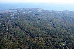 Aerial view of The Preserve and Long Island Sound