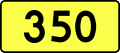 English: Sign of DW 350 with oficial font Drogowskaz and adequate dimensions.