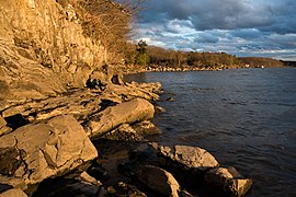 Rive du fleuve au niveau de la ville de Hyde Park.