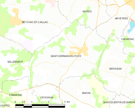 Mapa obce Saint-Germain-du-Puch