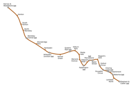 Bakerloo line op de kaart