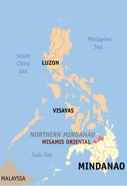 Mapa iti Filipinas a mangipakita ti pakasarakan iti Misamis Oriental.