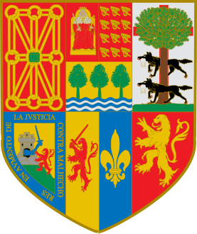 Emblema conocido como Zazpiak bat creado por Jean Jaurgain en el siglo XIX para las “Grandes Fêtes Internationales du Pays Basque”[62]​ (agosto de 1892).