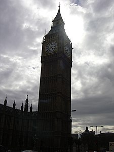 Big Ben against cloudy sky