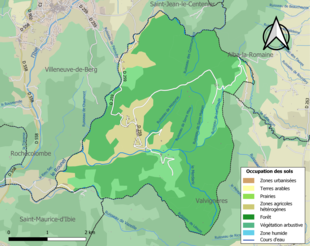 Carte en couleurs présentant l'occupation des sols.