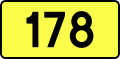 English: Sign of DW 178 with oficial font Drogowskaz and adequate dimensions.