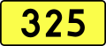 English: Sign of DW 325 with oficial font Drogowskaz and adequate dimensions.