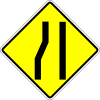 Road narrows on the left