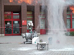 Aftermath of explosion, with unburned flour on the ground