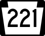 Pennsylvania Route 221 marker