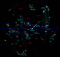 Mapa das muralhas, vazios e superaglomerados mais próximos