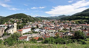 Blick über das Ortszentrum in Richtung Südost