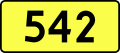 English: Sign of DW 542 with oficial font Drogowskaz and adequate dimensions.