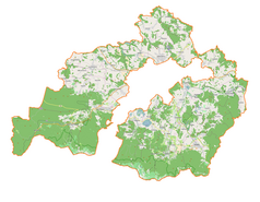 Mapa konturowa powiatu karkonoskiego, po lewej znajduje się punkt z opisem „Zespół Szkół Ogólnokształcących i Mistrzostwa Sportowego w Szklarskiej Porębie”