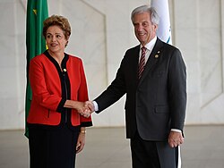 Rencontre entre Dilma Rousseff et Tabaré Vázquez en 2015.