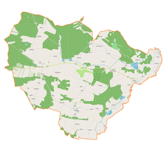 Mapa konturowa gminy Żytno, na dole znajduje się punkt z opisem „Borzykowa”