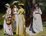 Comparison between the central figure of Young Ladies of the Village and Lise with a Parasol