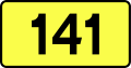 English: Sign of DW 141 with oficial font Drogowskaz and adequate dimensions.