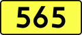 English: Sign of DW 565 with oficial font Drogowskaz and adequate dimensions.