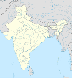 Mapa konturowa Indii, blisko centrum u góry znajduje się punkt z opisem „Kushinagar”