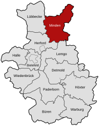 Lage des Kreises im Regierungsbezirk Minden 1832–1947 und Regierungsbezirk Detmold 1947–1968