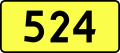 English: Sign of DW 524 with oficial font Drogowskaz and adequate dimensions.