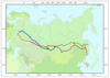 Map showing the Trans-Siberian Railway (red) and Baikal Amur Mainline (green) routes.