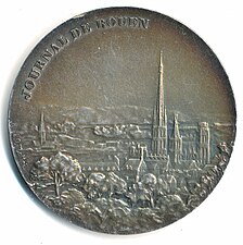 Journal de Rouen, bronze argenté, 50 mm, avers.