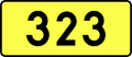 English: Sign of DW 323 with oficial font Drogowskaz and adequate dimensions.