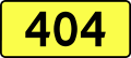 English: Sign of DW 404 with oficial font Drogowskaz and adequate dimensions.