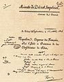 Dekret Napoleons zur Ernennung von Goethe, Wieland, Starke und Vogel zu Rittern der Ehrenlegion (12. Oktober 1808)