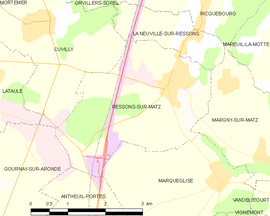 Mapa obce Ressons-sur-Matz