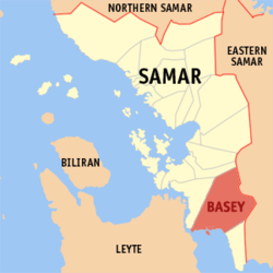 Mapa han Samar nga nagpapakita kon hain nahamutangan an Basay.