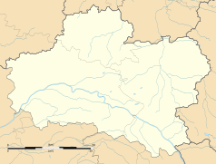 Mapa konturowa Loiret, po prawej znajduje się punkt z opisem „Saint-Hilaire-sur-Puiseaux”